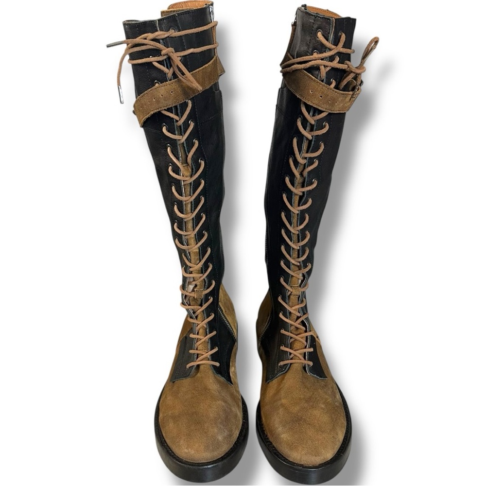 Free People Utilitarian Combat Bowden Lace Up Knee High Boots in Espresso 40 10 - Picture 10 of 16